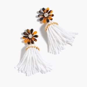 J. Crew White & Tortoise Tassel Earring